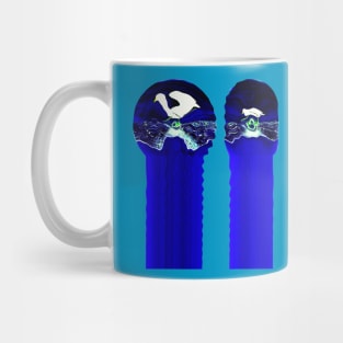 Night Blue Birds greek column psychedelic abstract oil painting photography Mug